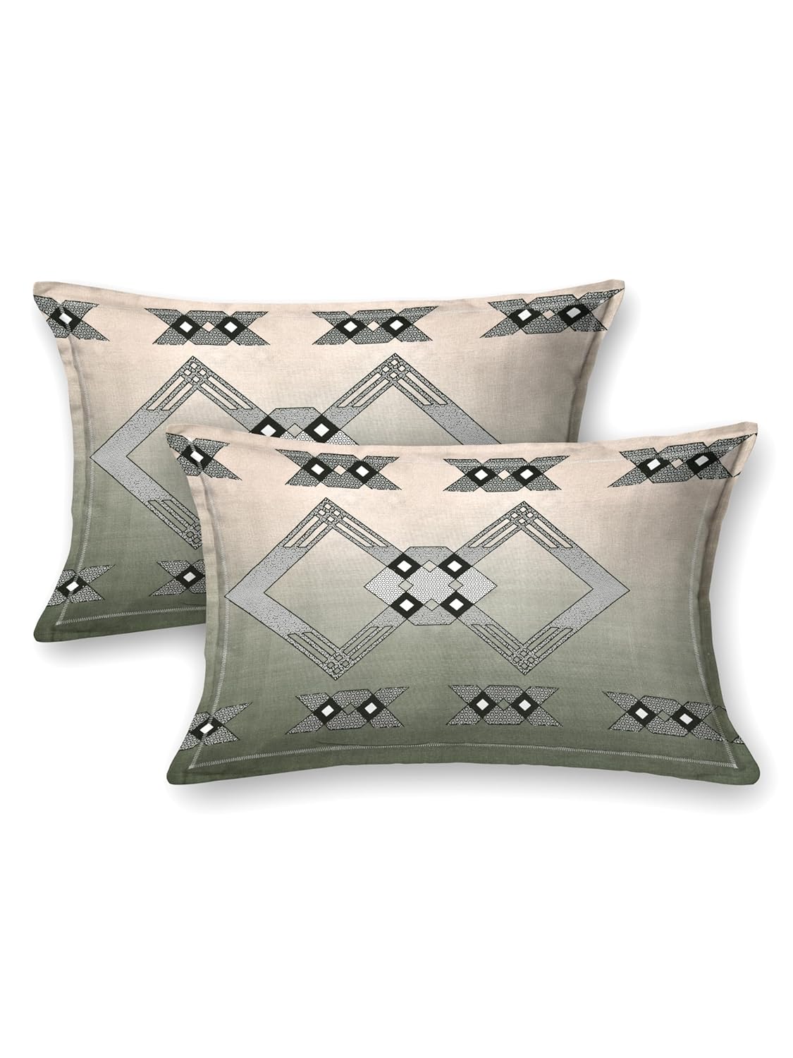 Mafatlal Autumn Delight Bedsheet – Light & Dark Green, King, Cotton