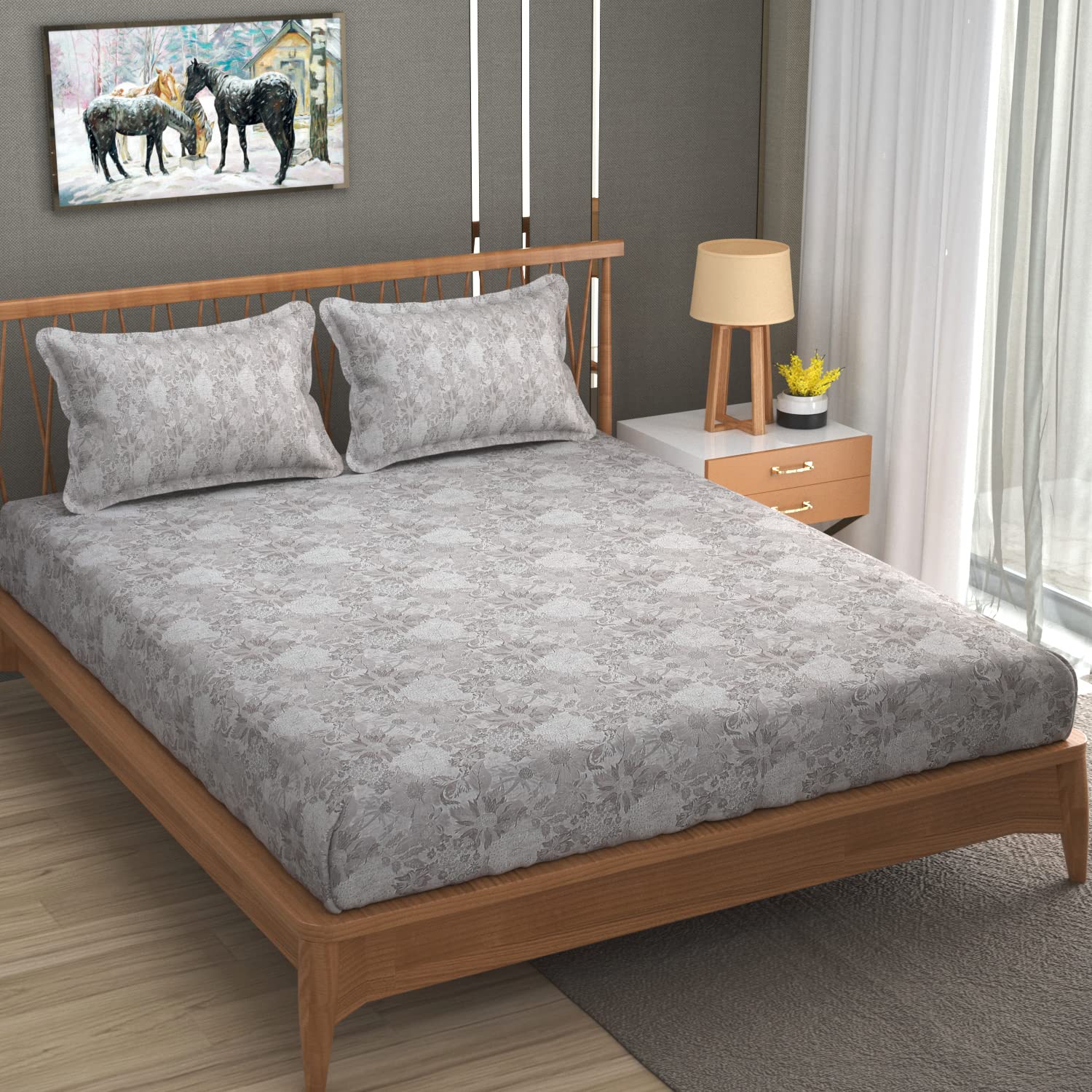 Grandious Jacquard King Size Cotton Bedsheet - Hero