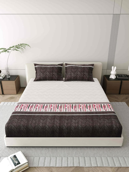 Mafatlal Blaze Bedsheet – Dark grey and white, King, Cotton