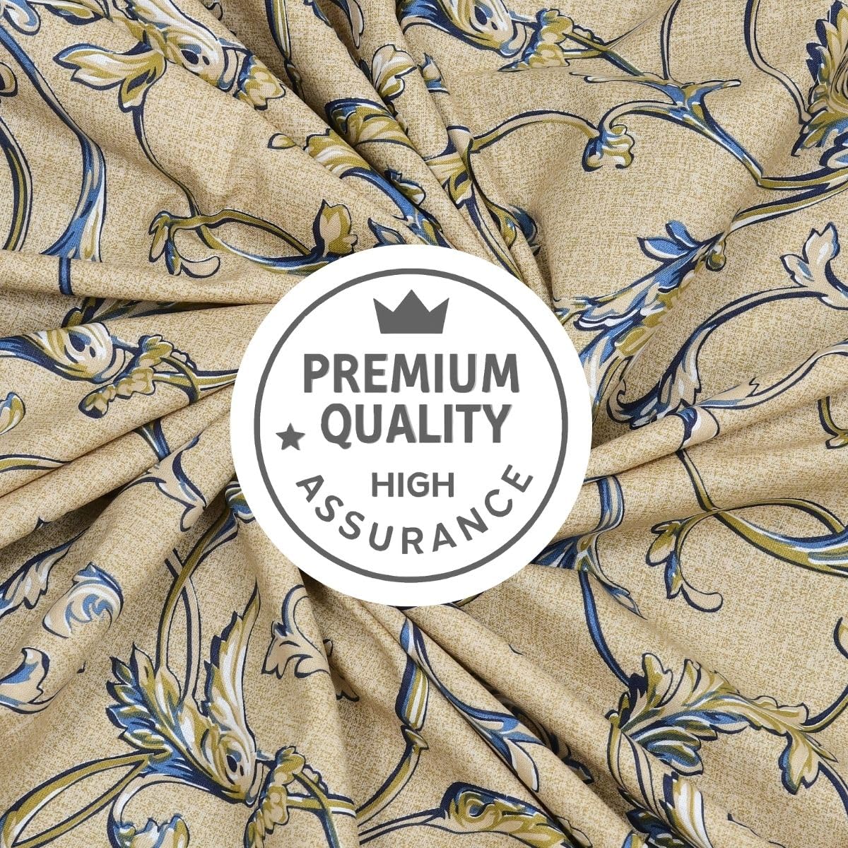 Mafatlal Corsica Bedsheet – Beige with Blue & Black, King, Cotton Percale