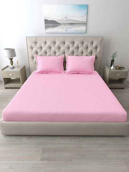 Mafatlal Italian Stripe Bedsheet – Pink, King, Cotton