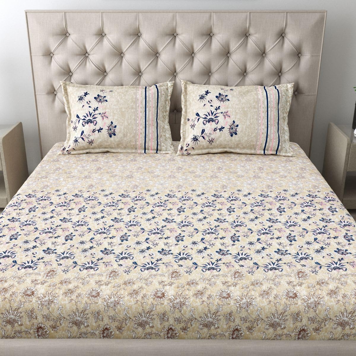 Mafatlal Spring Glory Bedsheet – Blue 1, King, Cotton
