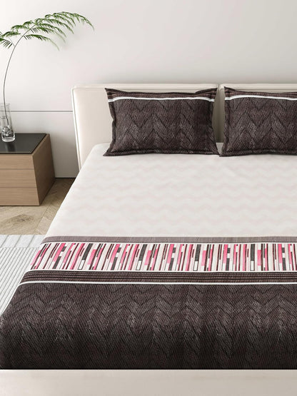 Mafatlal Blaze Bedsheet – Dark grey and white, King, Cotton