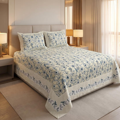 144 TC Cotton Queen Size Bedsheet with 2 Pillow Covers | 108 x 90 Inches | Multicolor Print