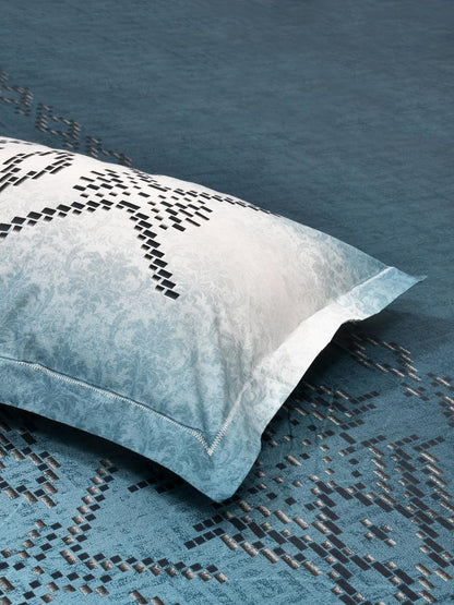 Mafatlal Autumn Delight Bedsheet – Aqua Blue, King, Cotton