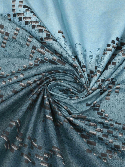 Mafatlal Autumn Delight Bedsheet – Aqua Blue, King, Cotton