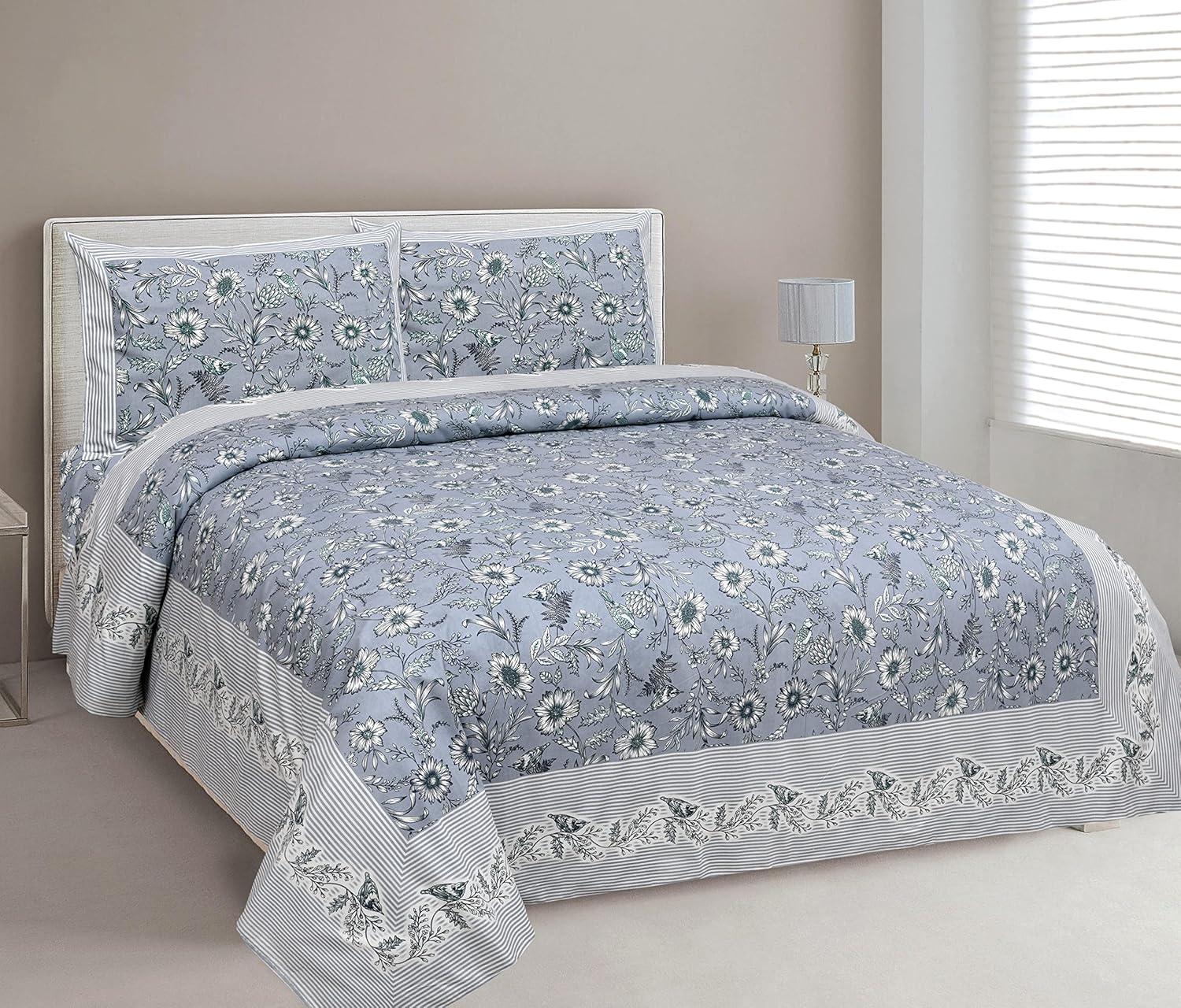 Mafatlal Jaipuri Bedsheet – Chrome, King, Cotton