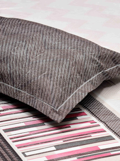 Mafatlal Blaze Bedsheet – Dark grey and white, King, Cotton