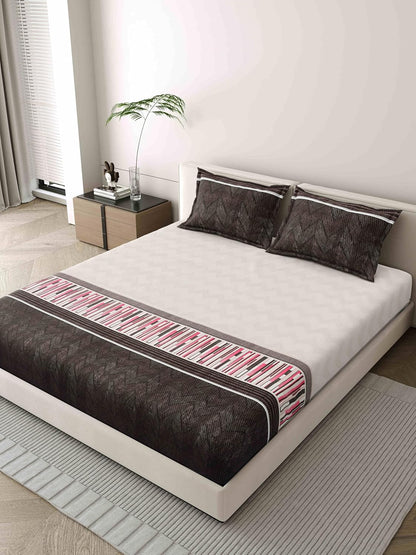 Mafatlal Blaze Bedsheet – Dark grey and white, King, Cotton