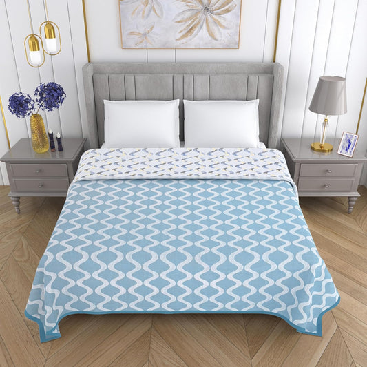 Mafatlal Sparsh Dohar – Dusty Blue & White, Cambric Cotton