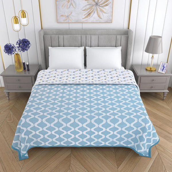 Mafatlal Sparsh Dohar – Dusty Blue & White, Cambric Cotton
