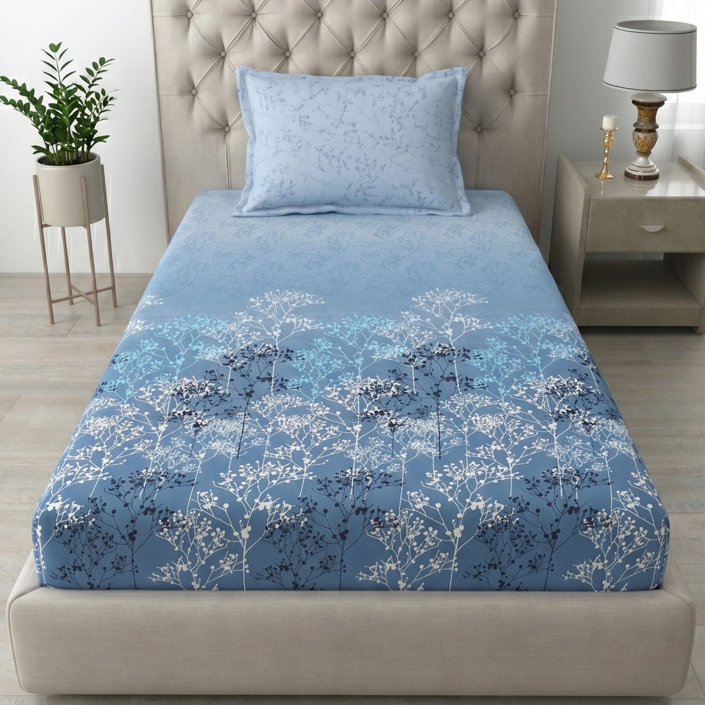 186 TC 100% Cotton Single Bedsheet | 90 x 60 Inches