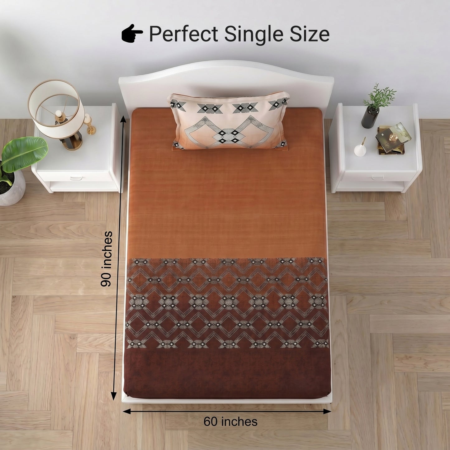 186 TC 100% Cotton Single Bedsheet | 90 x 60 Inches