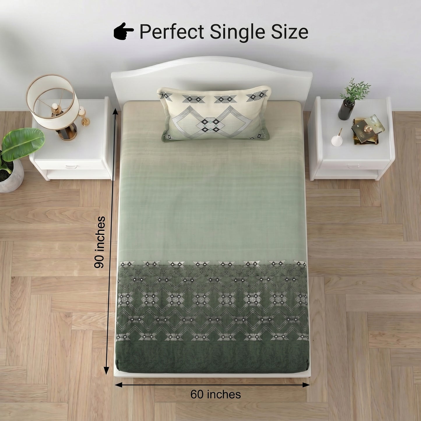 186 TC 100% Cotton Single Bedsheet | 90 x 60 Inches