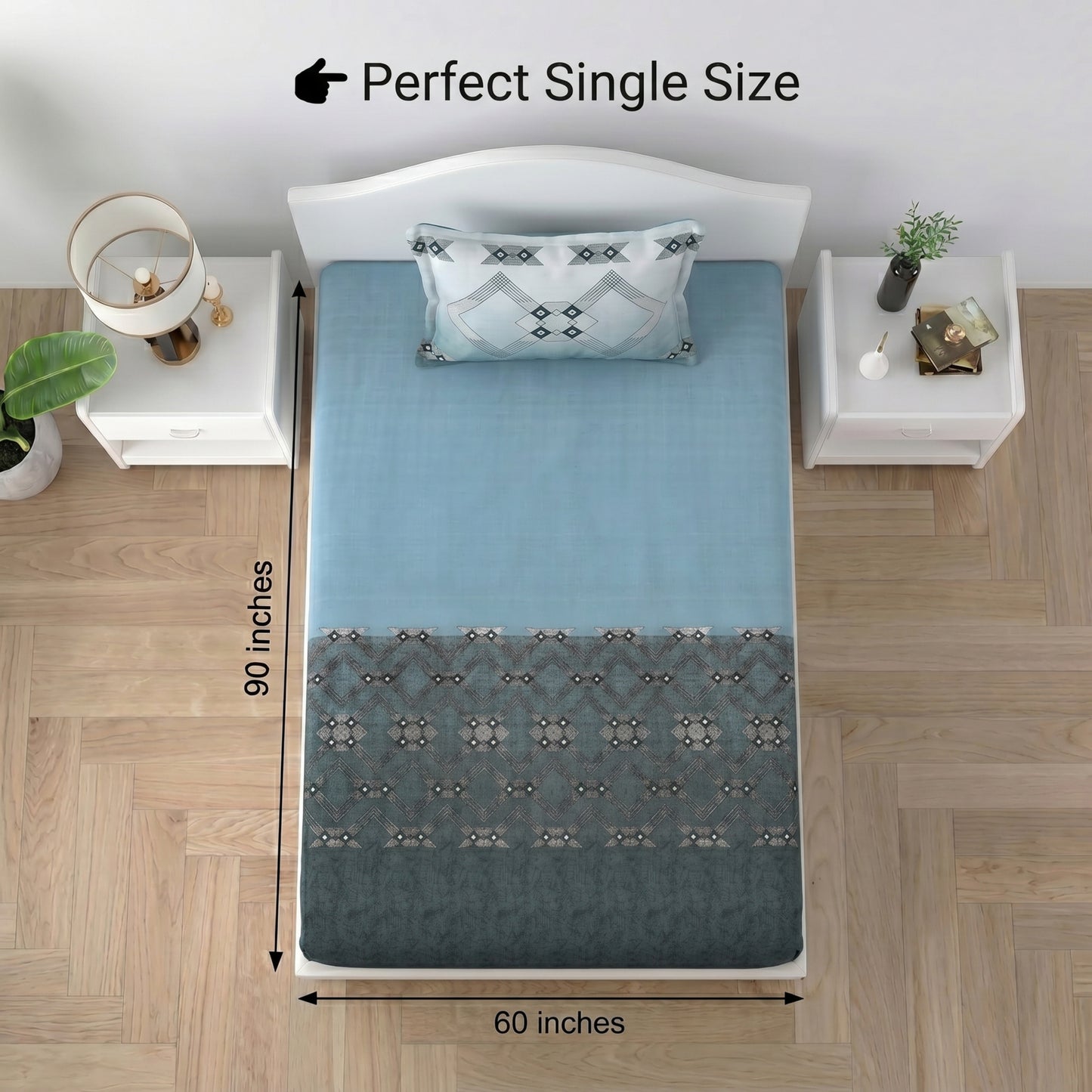 186 TC 100% Cotton Single Bedsheet | 90 x 60 Inches