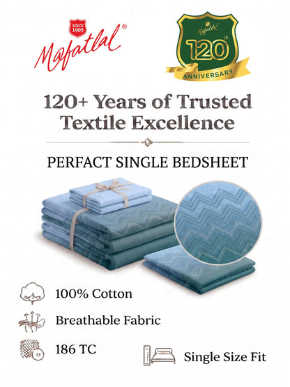 186 TC 100% Cotton Single Bedsheet | 90 x 60 Inches