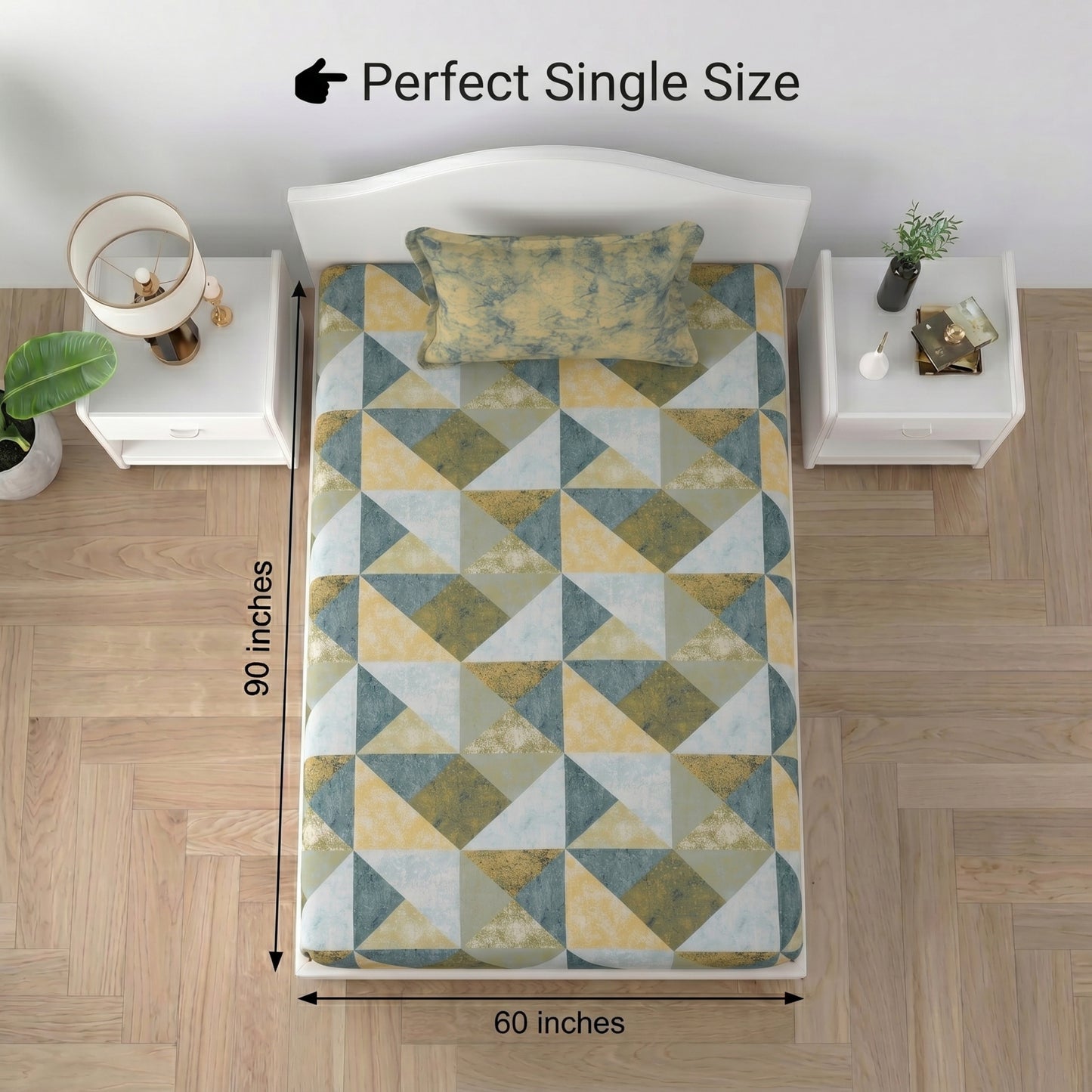 186 TC 100% Cotton Single Bedsheet | 90 x 60 Inches