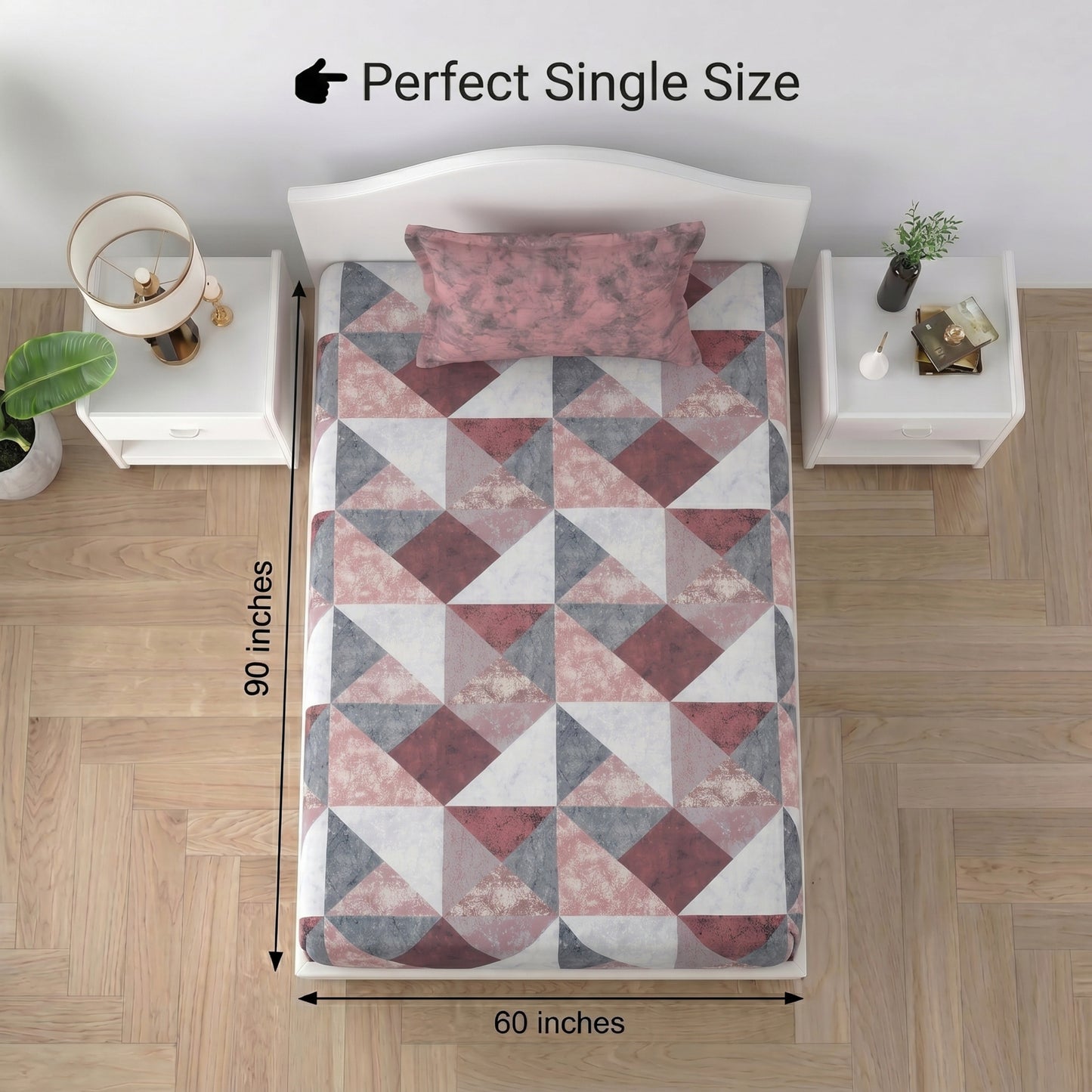 186 TC 100% Cotton Single Bedsheet | 90 x 60 Inches