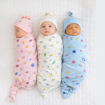 Baby Swaddle Wrapper Pack of 3 | 100% Cotton Muslin | Geometric Print | 100x100 cm | Soft & Breathable