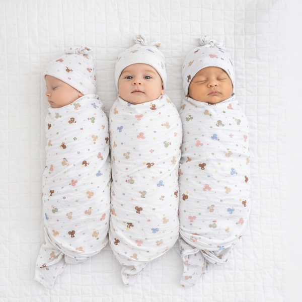 Baby Swaddle Wrapper Pack of 3 | 100% Cotton Muslin | Mickey & Polka Dot Print | 100x100 cm | Soft & Breathable