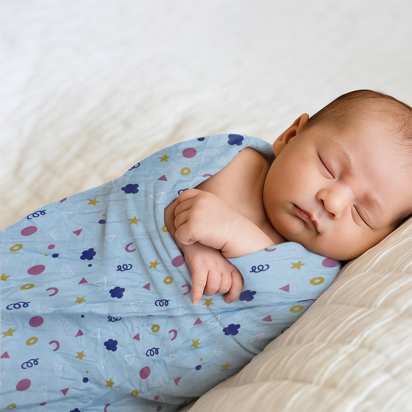 Baby Swaddle Wrapper Pack of 3 | 100% Cotton Muslin | Geometric Print | 100x100 cm | Soft & Breathable