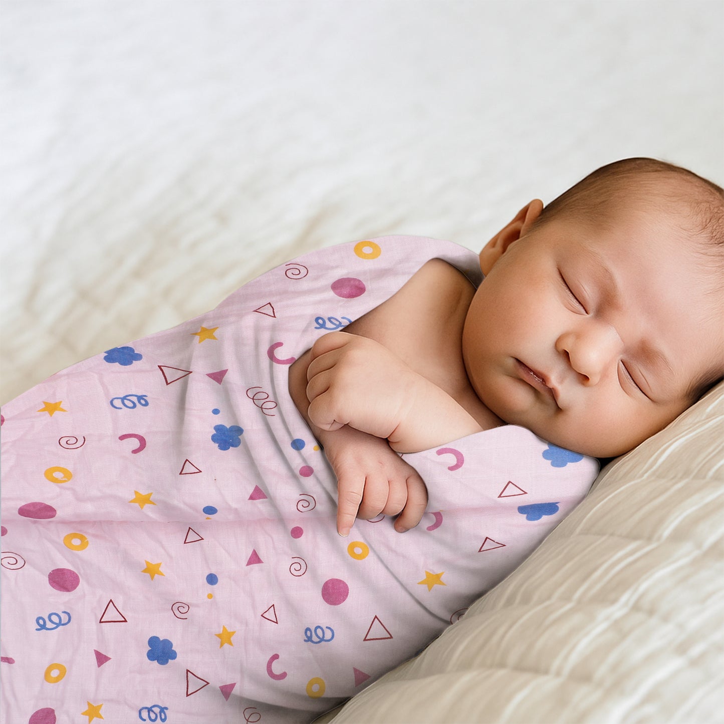 Baby Swaddle Wrapper Pack of 3 | 100% Cotton Muslin | Geometric Print | 100x100 cm | Soft & Breathable