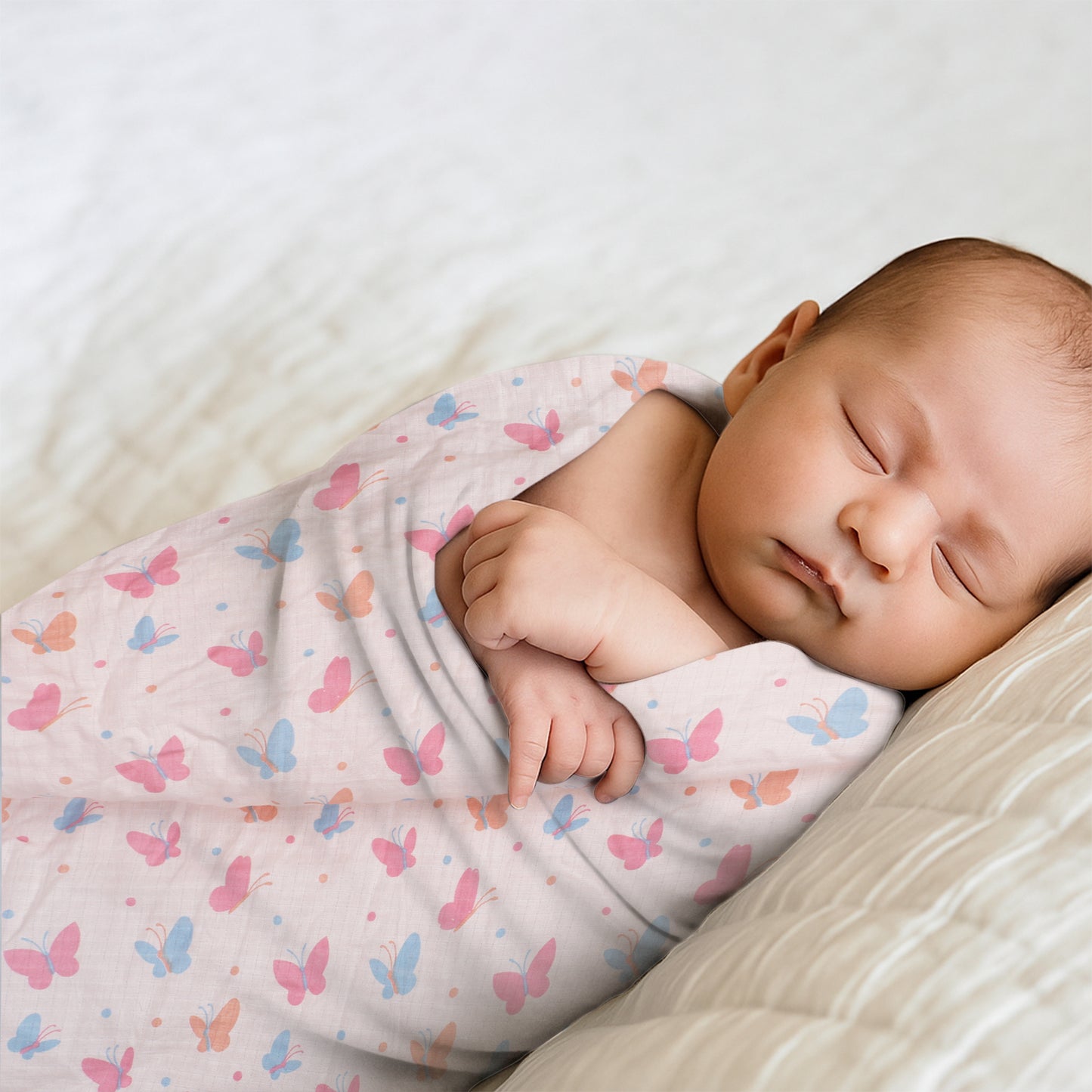 Baby Swaddle Wrapper Pack of 3 | 100% Cotton Muslin | Butterfly Print | 100x100 cm | Soft & Breathable
