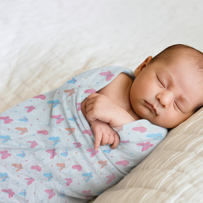 Baby Swaddle Wrapper Pack of 3 | 100% Cotton Muslin | Butterfly Print | 100x100 cm | Soft & Breathable