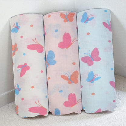 Baby Swaddle Wrapper Pack of 3 | 100% Cotton Muslin | Butterfly Print | 100x100 cm | Soft & Breathable