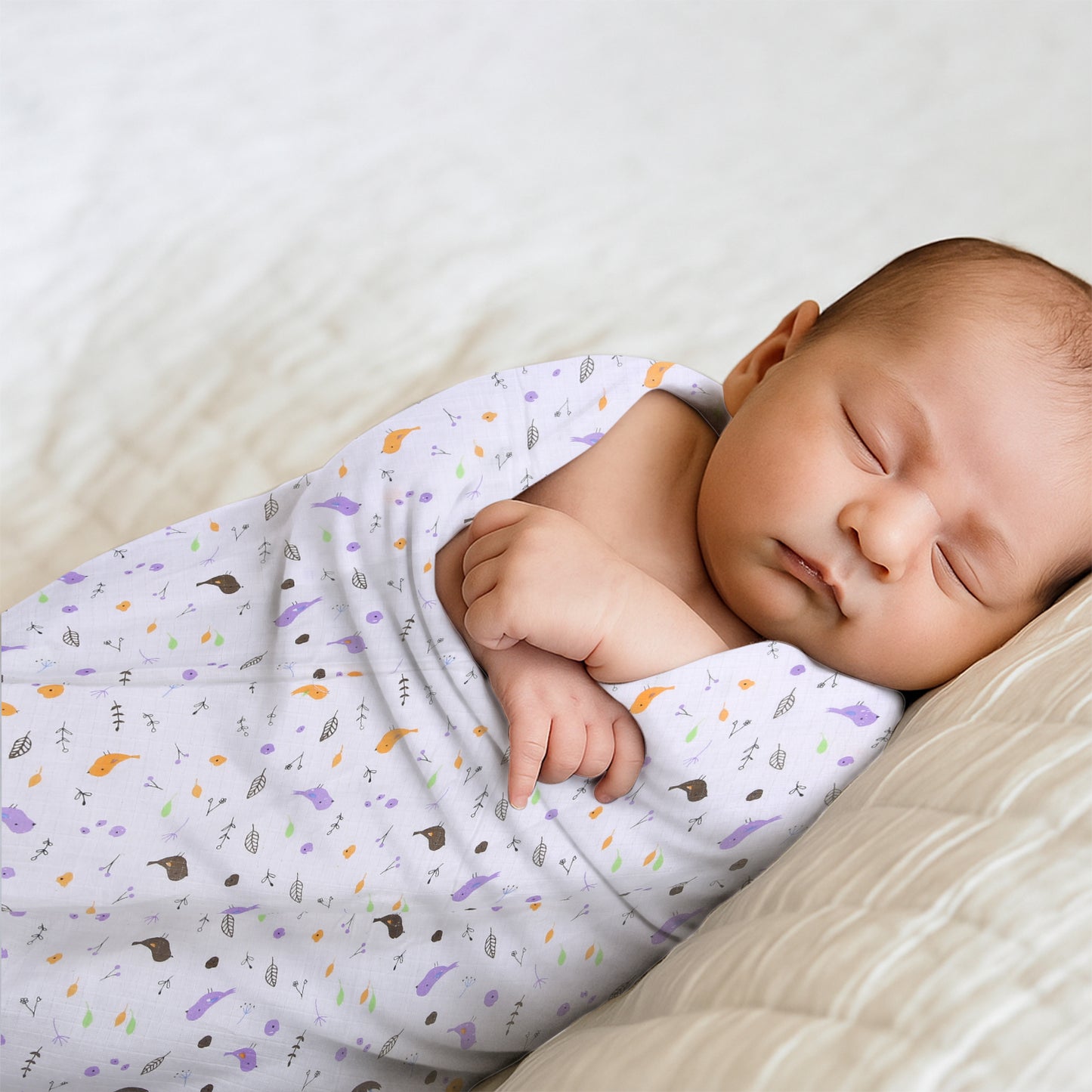 Baby Swaddle Wrapper Pack of 3 | 100% Cotton Muslin | Tropical Birds Print | 100x100 cm | Soft & Breathable