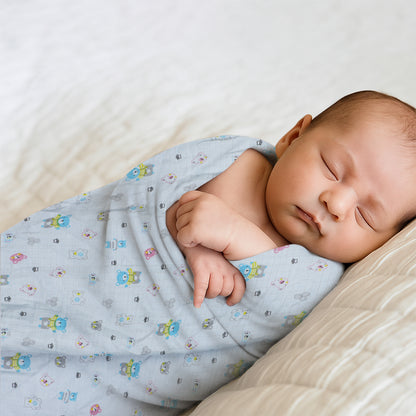 Baby Swaddle Wrapper Pack of 3 | 100% Cotton Muslin | Tropical Birds Print | 100x100 cm | Soft & Breathable