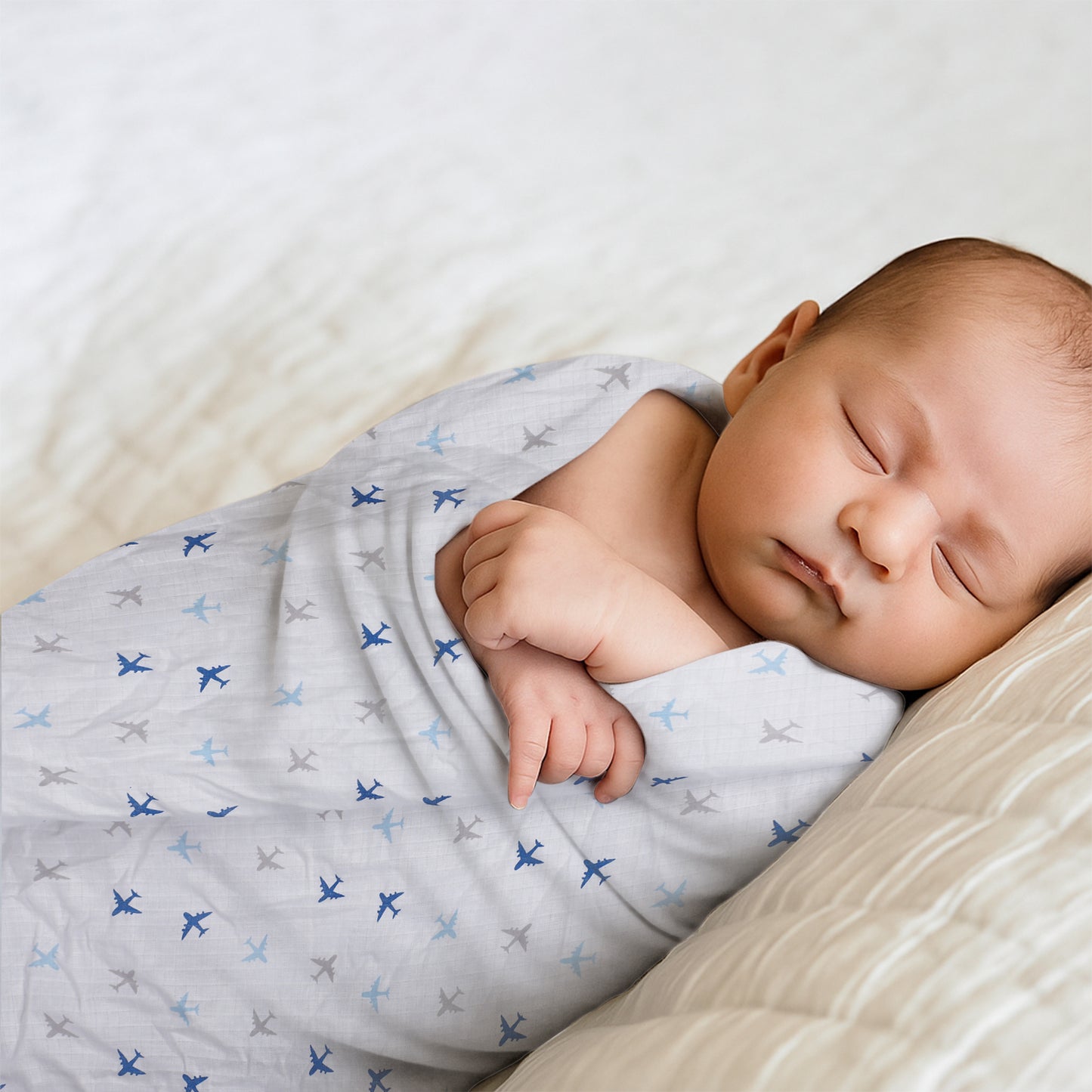Baby Swaddle Wrapper Pack of 3 | 100% Cotton Muslin | Star & Airplane Print | 100x100 cm | Soft & Breathable