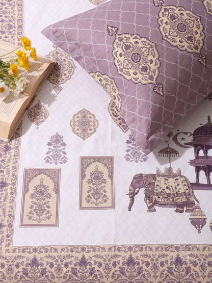 BOTTEGA PANEL Luxury King Size Bedsheet | 100% Cotton | 210 TC Premium Fabric | 108 x 108 Inches | Includes 2 Pillow Covers