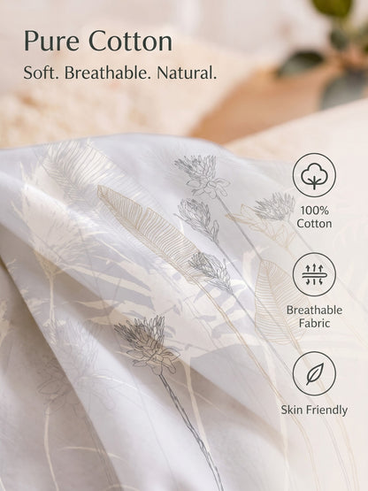 BOTTEGA PANEL Luxury King Size Bedsheet | 100% Cotton | 210 TC Premium Fabric | 108 x 108 Inches | Includes 2 Pillow Covers