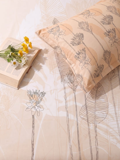 BOTTEGA PANEL Luxury King Size Bedsheet | 100% Cotton | 210 TC Premium Fabric | 108 x 108 Inches | Includes 2 Pillow Covers