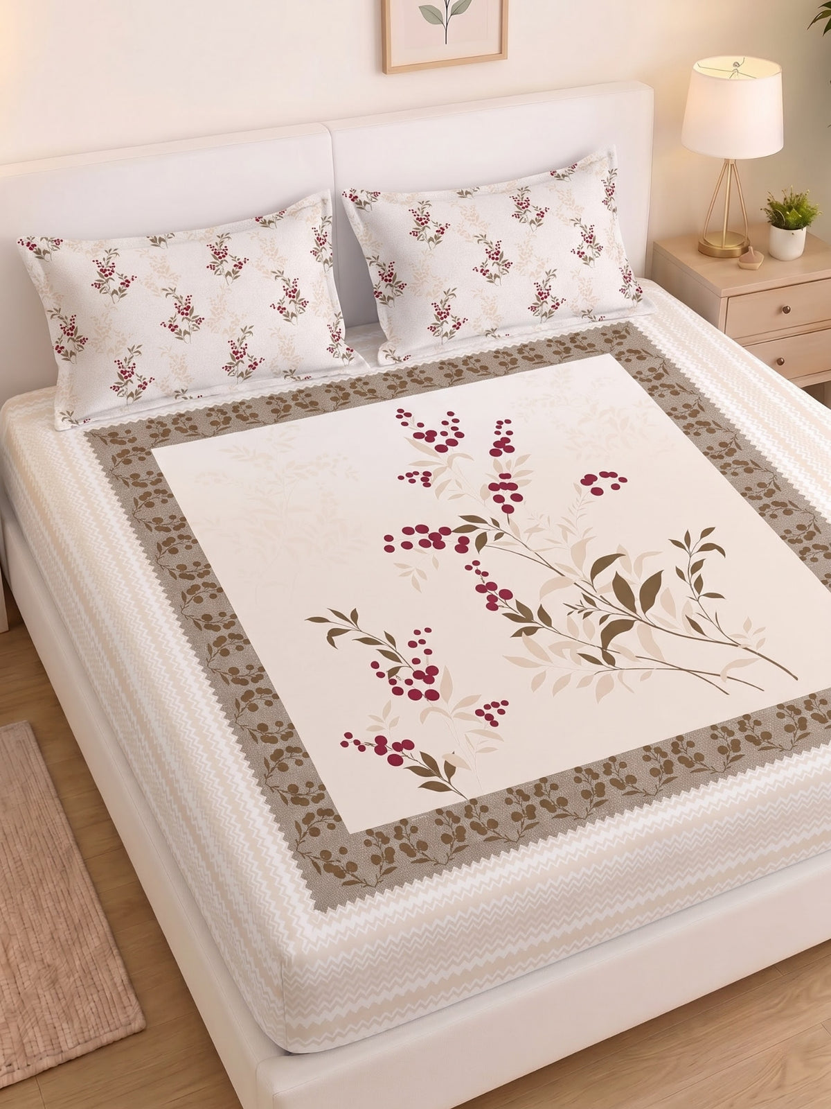 BOTTEGA PANEL Luxury King Size Bedsheet | 100% Cotton | 210 TC Premium Fabric | 108 x 108 Inches | Includes 2 Pillow Covers