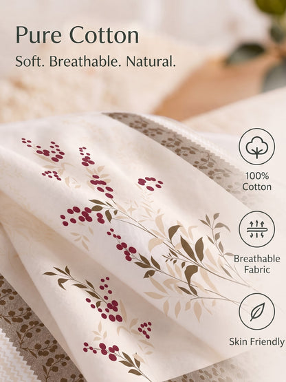 BOTTEGA PANEL Luxury King Size Bedsheet | 100% Cotton | 210 TC Premium Fabric | 108 x 108 Inches | Includes 2 Pillow Covers