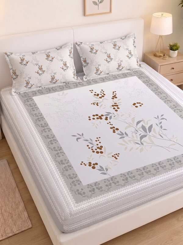 BOTTEGA PANEL Luxury King Size Bedsheet | 100% Cotton | 210 TC Premium Fabric | 108 x 108 Inches | Includes 2 Pillow Covers