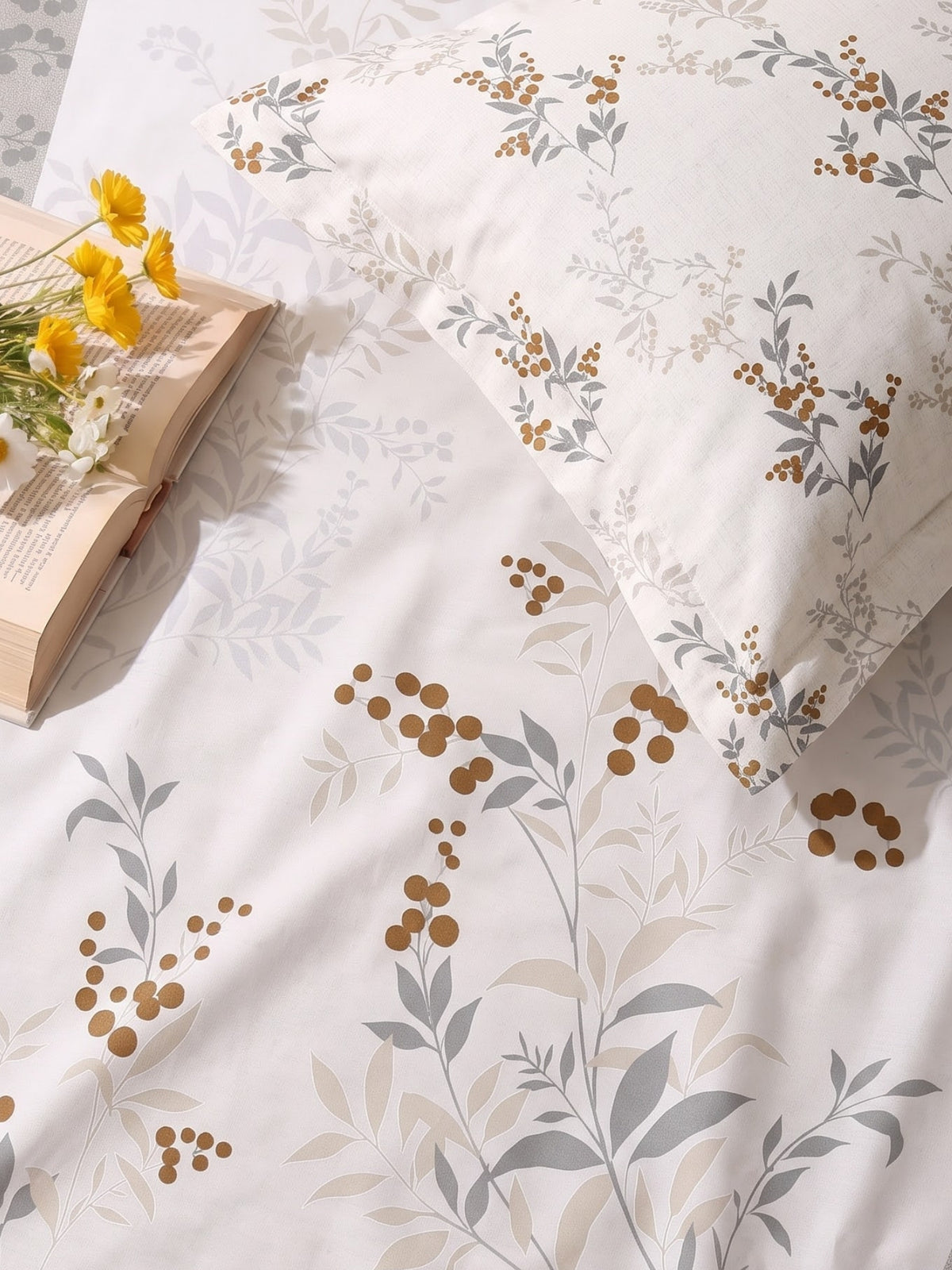 BOTTEGA PANEL Luxury King Size Bedsheet | 100% Cotton | 210 TC Premium Fabric | 108 x 108 Inches | Includes 2 Pillow Covers