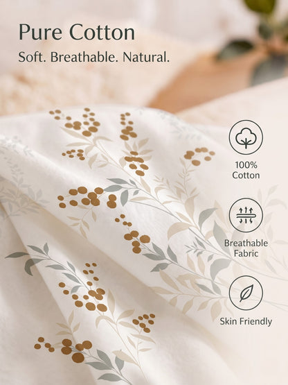 BOTTEGA PANEL Luxury King Size Bedsheet | 100% Cotton | 210 TC Premium Fabric | 108 x 108 Inches | Includes 2 Pillow Covers