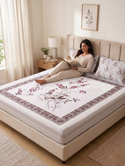BOTTEGA PANEL Luxury King Size Bedsheet | 100% Cotton | 210 TC Premium Fabric | 108 x 108 Inches | Includes 2 Pillow Covers