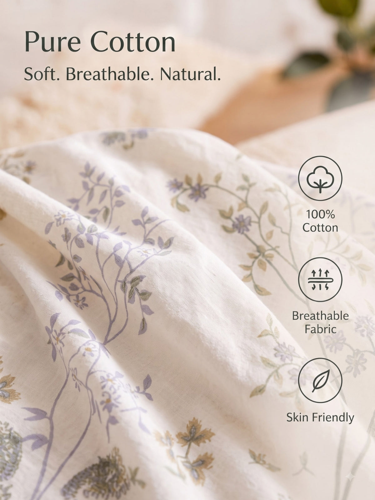 BOTTEGA PANEL Luxury King Size Bedsheet | 100% Cotton | 210 TC Premium Fabric | 108 x 108 Inches | Includes 2 Pillow Covers