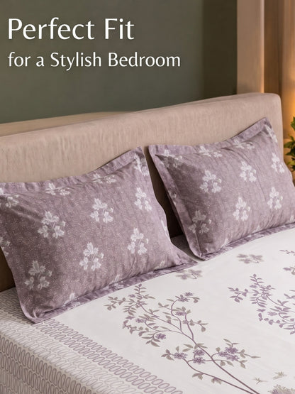 BOTTEGA PANEL Luxury King Size Bedsheet | 100% Cotton | 210 TC Premium Fabric | 108 x 108 Inches | Includes 2 Pillow Covers