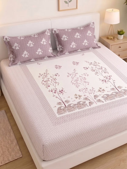 BOTTEGA PANEL Luxury King Size Bedsheet | 100% Cotton | 210 TC Premium Fabric | 108 x 108 Inches | Includes 2 Pillow Covers