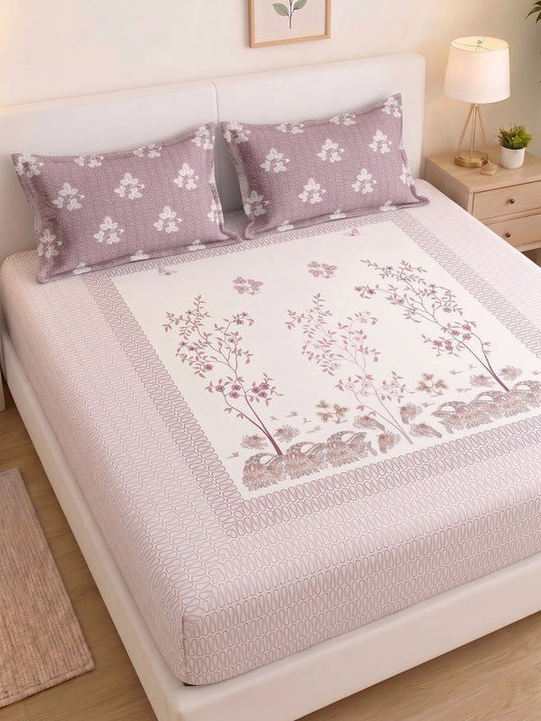 BOTTEGA PANEL Luxury King Size Bedsheet | 100% Cotton | 210 TC Premium Fabric | 108 x 108 Inches | Includes 2 Pillow Covers