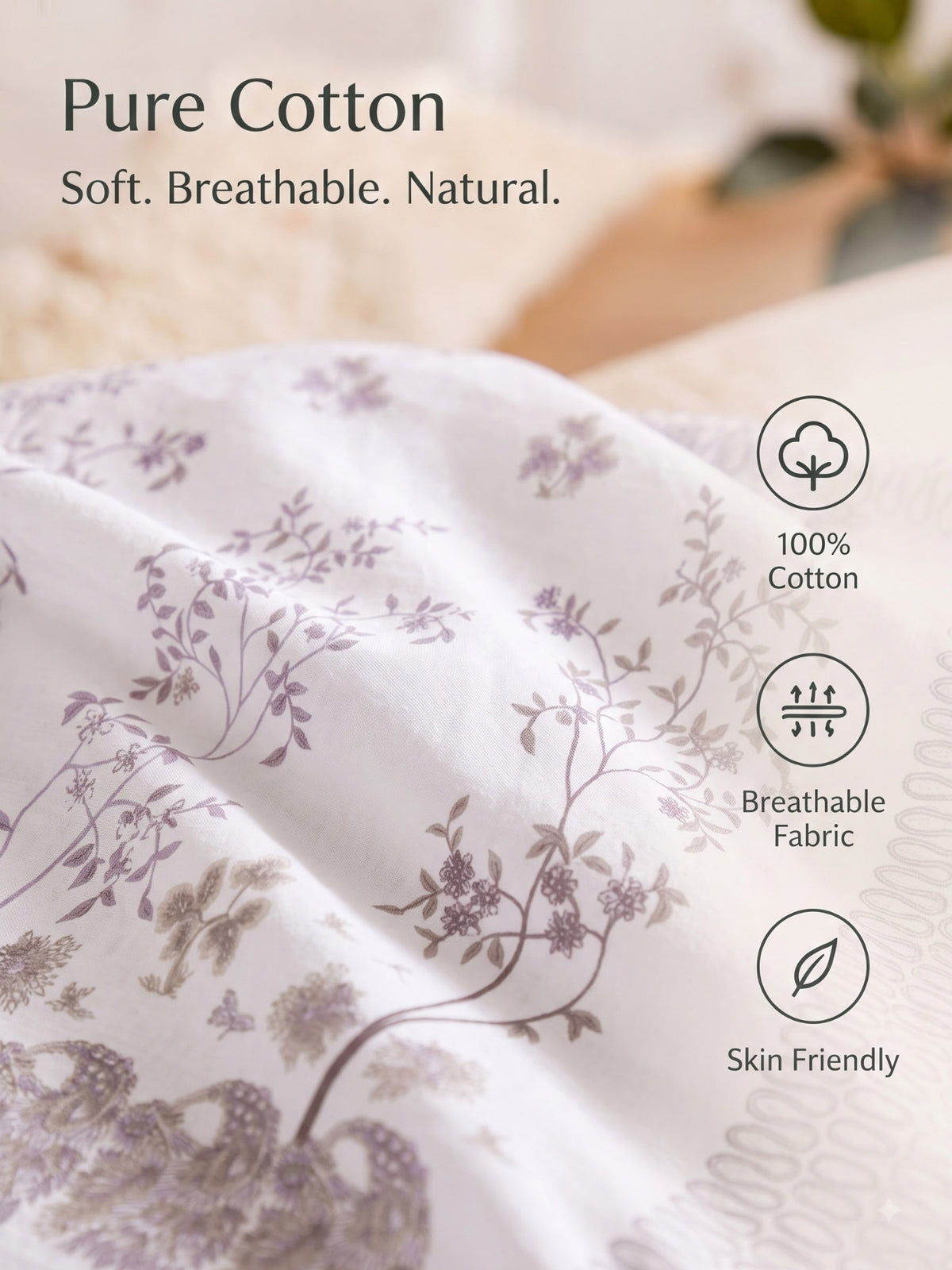 BOTTEGA PANEL Luxury King Size Bedsheet | 100% Cotton | 210 TC Premium Fabric | 108 x 108 Inches | Includes 2 Pillow Covers