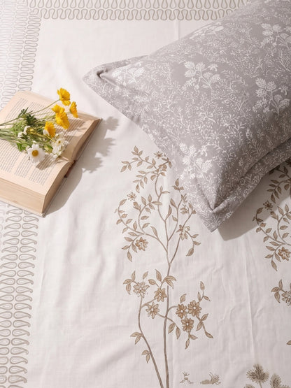 BOTTEGA PANEL Luxury King Size Bedsheet | 100% Cotton | 210 TC Premium Fabric | 108 x 108 Inches | Includes 2 Pillow Covers