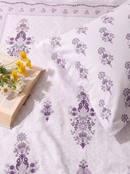 BOTTEGA PANEL Luxury King Size Bedsheet | 100% Cotton | 210 TC Premium Fabric | 108 x 108 Inches | Includes 2 Pillow Covers