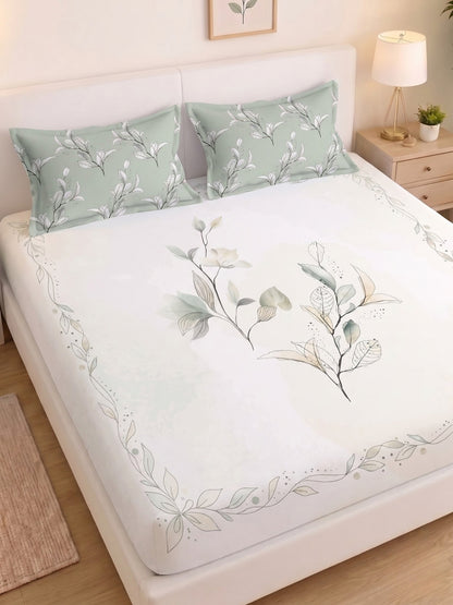 BOTTEGA PANEL Luxury King Size Bedsheet | 100% Cotton | 210 TC Premium Fabric | 108 x 108 Inches | Includes 2 Pillow Covers