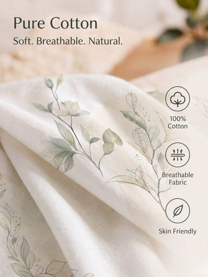 BOTTEGA PANEL Luxury King Size Bedsheet | 100% Cotton | 210 TC Premium Fabric | 108 x 108 Inches | Includes 2 Pillow Covers